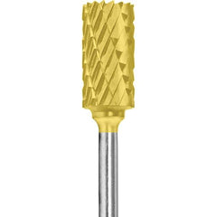 Made in USA - 1/4" Cut Diam, 0.0925" Shank Diam, Cylinder Head Double Cut Burr - Carbide, 1/2" LOC, 2" OAL - USA Tool & Supply