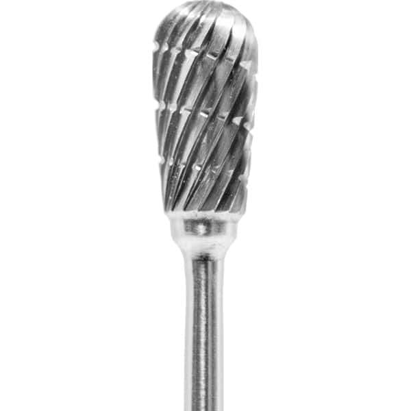 Made in USA - 1/4" Cut Diam, 0.0925" Shank Diam, Inverted Cone Head Chipbreaker Cut Burr - Carbide, 1/2" LOC, 2" OAL - USA Tool & Supply