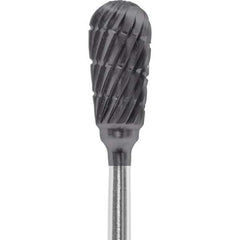 Made in USA - 1/4" Cut Diam, 0.0925" Shank Diam, Inverted Cone Head Chipbreaker Cut Burr - Carbide, 1/2" LOC, 2" OAL - USA Tool & Supply