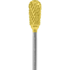 Made in USA - 1/4" Cut Diam, 0.0925" Shank Diam, Inverted Cone Head Double Cut Burr - Carbide, 1/2" LOC, 2" OAL - USA Tool & Supply