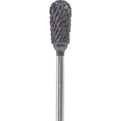 Made in USA - 1/4" Cut Diam, 0.0925" Shank Diam, Inverted Cone Head Double Cut Burr - Carbide, 1/2" LOC, 2" OAL - USA Tool & Supply
