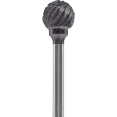 Made in USA - 1/4" Cut Diam, 0.0925" Shank Diam, Ball Head Chipbreaker Cut Burr - Carbide, 1/4" LOC, 1-3/4" OAL - USA Tool & Supply