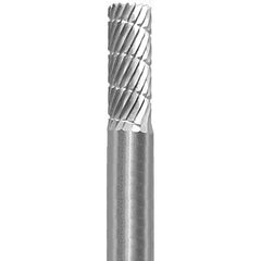 Made in USA - 1/4" Cut Diam, 1/4" Shank Diam, Cylinder Head Fastmill Cut Burr - Carbide, 5/8" LOC, 2" OAL - USA Tool & Supply
