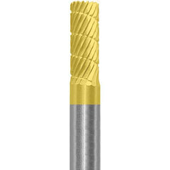 Made in USA - 6mm Cut Diam, 0.2362" Shank Diam, Cylinder Head Double Cut Burr - Carbide, 16mm LOC, 50mm OAL - USA Tool & Supply