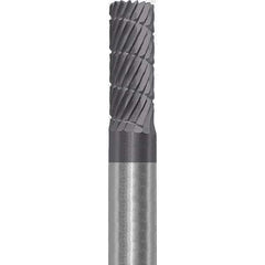 Made in USA - 6mm Cut Diam, 0.2362" Shank Diam, Cylinder Head Double Cut Burr - Carbide, 16mm LOC, 50mm OAL - USA Tool & Supply