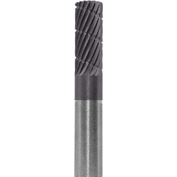 Made in USA - 6mm Cut Diam, 0.2362" Shank Diam, Cylinder Head Double Cut Burr - Carbide, 16mm LOC, 50mm OAL - USA Tool & Supply