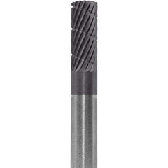 Made in USA - 6mm Cut Diam, 0.2362" Shank Diam, Cylinder Head Double Cut Burr - Carbide, 16mm LOC, 50mm OAL - USA Tool & Supply