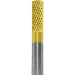 Made in USA - 1/4" Cut Diam, 1/4" Shank Diam, Cylinder Head Fastmill Cut Burr - Carbide, 5/8" LOC, 2" OAL - USA Tool & Supply