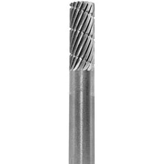 Made in USA - 1/4" Cut Diam, 1/4" Shank Diam, Cylinder Head Fastmill Cut Burr - Carbide, 5/8" LOC, 2" OAL - USA Tool & Supply