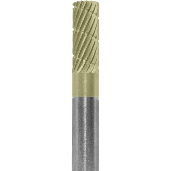 Made in USA - 1/4" Cut Diam, 1/4" Shank Diam, Cylinder Head Fastmill Cut Burr - Carbide, 5/8" LOC, 2" OAL - USA Tool & Supply