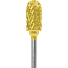 Made in USA - 1/4" Cut Diam, 0.0925" Shank Diam, Cylinder with Radius Head Double Cut Burr - Carbide, 1/2" LOC, 2" OAL - USA Tool & Supply