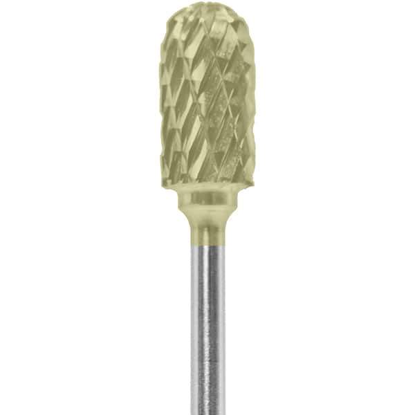 Made in USA - 1/4" Cut Diam, 0.0925" Shank Diam, Cylinder with Radius Head Double Cut Burr - Carbide, 1/2" LOC, 2" OAL - USA Tool & Supply
