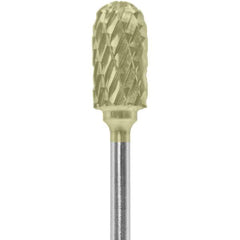 Made in USA - 1/4" Cut Diam, 0.0925" Shank Diam, Cylinder with Radius Head Double Cut Burr - Carbide, 1/2" LOC, 2" OAL - USA Tool & Supply