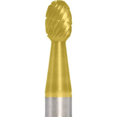 Made in USA - 1/4" Cut Diam, 1/4" Shank Diam, Oval Head Fastmill Cut Burr - Carbide, 3/8" LOC, 2" OAL - USA Tool & Supply