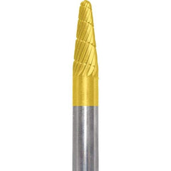 Made in USA - 6mm Cut Diam, 0.2362" Shank Diam, Cone Head Double Cut Burr - Carbide, 16mm LOC, 50mm OAL - USA Tool & Supply