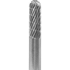 Made in USA - 1/4" Cut Diam, 1/4" Shank Diam, Cylinder with Radius Head Fastmill Cut Burr - Carbide, 5/8" LOC, 2" OAL - USA Tool & Supply