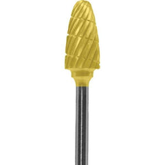 Made in USA - 6mm Cut Diam, 0.0925" Shank Diam, Tree with Radius Head Double Cut Burr - Carbide, 14mm LOC, 52mm OAL - USA Tool & Supply