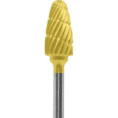 Made in USA - 6mm Cut Diam, 0.0925" Shank Diam, Tree with Radius Head Double Cut Burr - Carbide, 14mm LOC, 52mm OAL - USA Tool & Supply