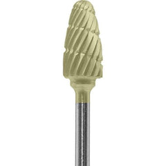 Made in USA - 6mm Cut Diam, 0.0925" Shank Diam, Tree with Radius Head Double Cut Burr - Carbide, 14mm LOC, 52mm OAL - USA Tool & Supply