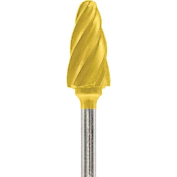 Made in USA - 1/4" Cut Diam, 0.0925" Shank Diam, Tree with Radius Head Aluma Cut Burr - Carbide, 1/2" LOC, 2" OAL - USA Tool & Supply