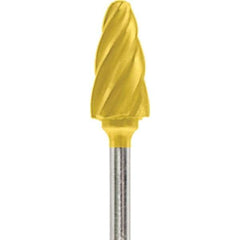 Made in USA - 1/4" Cut Diam, 0.0925" Shank Diam, Tree with Radius Head Aluma Cut Burr - Carbide, 1/2" LOC, 2" OAL - USA Tool & Supply