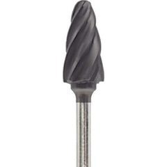 Made in USA - 1/4" Cut Diam, 0.0925" Shank Diam, Tree with Radius Head Aluma Cut Burr - Carbide, 1/2" LOC, 2" OAL - USA Tool & Supply