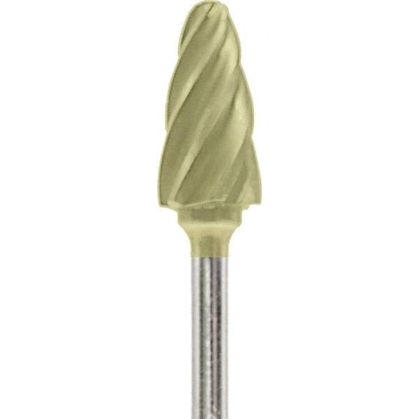 Made in USA - 1/4" Cut Diam, 0.0925" Shank Diam, Tree with Radius Head Aluma Cut Burr - Carbide, 1/2" LOC, 2" OAL - USA Tool & Supply