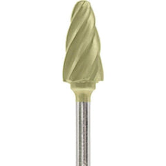 Made in USA - 1/4" Cut Diam, 0.0925" Shank Diam, Tree with Radius Head Aluma Cut Burr - Carbide, 1/2" LOC, 2" OAL - USA Tool & Supply