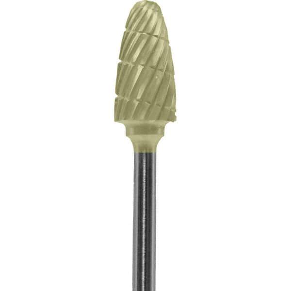 Made in USA - 6mm Cut Diam, 0.0925" Shank Diam, Tree with Radius Head Double Cut Burr - Carbide, 14mm LOC, 52mm OAL - USA Tool & Supply