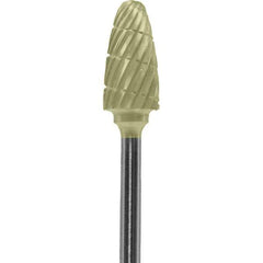 Made in USA - 6mm Cut Diam, 0.0925" Shank Diam, Tree with Radius Head Double Cut Burr - Carbide, 14mm LOC, 52mm OAL - USA Tool & Supply