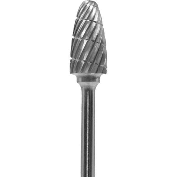 Made in USA - 1/4" Cut Diam, 0.0925" Shank Diam, Tree with Radius Head Chipbreaker Cut Burr - Carbide, 1/2" LOC, 2" OAL - USA Tool & Supply