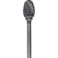 Made in USA - 1/4" Cut Diam, 0.0925" Shank Diam, Oval Head Double Cut Burr - Carbide, 3/8" LOC, 1-7/8" OAL - USA Tool & Supply
