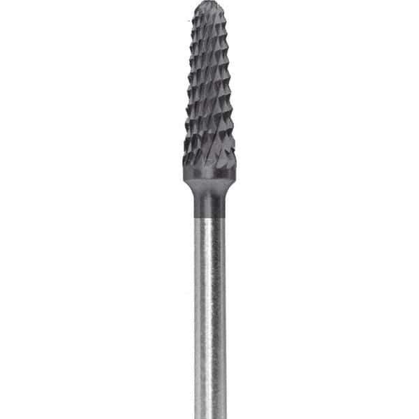 Made in USA - 7mm Cut Diam, 0.0925" Shank Diam, Cone Head Double Cut Burr - Carbide, 13mm LOC, 51mm OAL - USA Tool & Supply