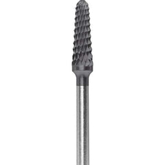 Made in USA - 7mm Cut Diam, 0.0925" Shank Diam, Cone Head Double Cut Burr - Carbide, 13mm LOC, 51mm OAL - USA Tool & Supply