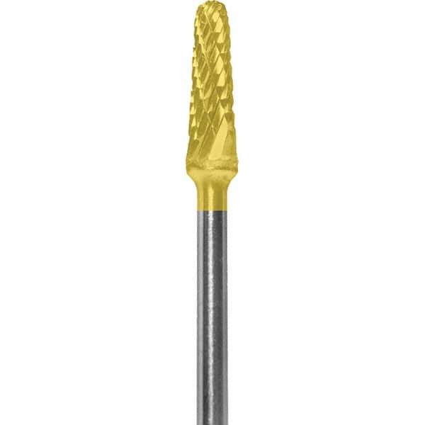 Made in USA - 7mm Cut Diam, 0.0925" Shank Diam, Cone Head Double Cut Burr - Carbide, 13mm LOC, 51mm OAL - USA Tool & Supply