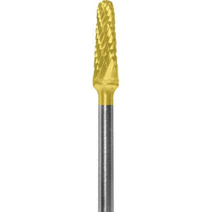 Made in USA - 7mm Cut Diam, 0.0925" Shank Diam, Cone Head Double Cut Burr - Carbide, 13mm LOC, 51mm OAL - USA Tool & Supply
