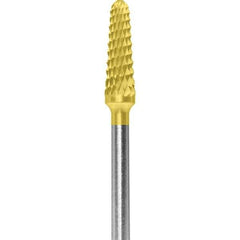 Made in USA - 7mm Cut Diam, 0.0925" Shank Diam, Cone Head Double Cut Burr - Carbide, 13mm LOC, 51mm OAL - USA Tool & Supply