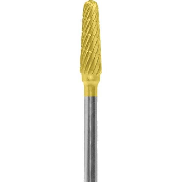 Made in USA - 7mm Cut Diam, 0.0925" Shank Diam, Cone Head Double Cut Burr - Carbide, 13mm LOC, 51mm OAL - USA Tool & Supply