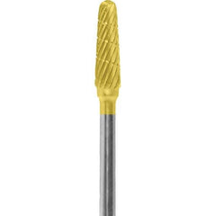 Made in USA - 7mm Cut Diam, 0.0925" Shank Diam, Cone Head Double Cut Burr - Carbide, 13mm LOC, 51mm OAL - USA Tool & Supply