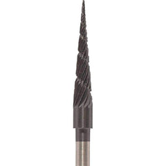 Made in USA - 1/8" Cut Diam, 0.0925" Shank Diam, Cone Head Chipbreaker Cut Burr - Carbide, 5/8" LOC, 1-1/2" OAL - USA Tool & Supply
