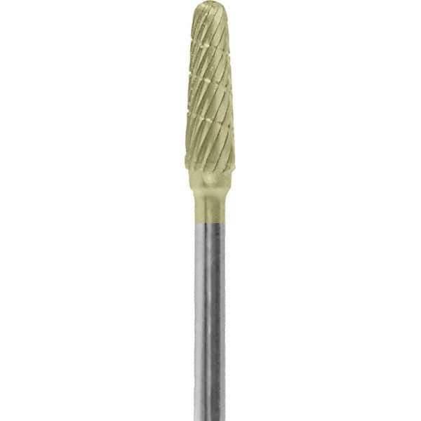Made in USA - 7mm Cut Diam, 0.0925" Shank Diam, Cone Head Double Cut Burr - Carbide, 13mm LOC, 51mm OAL - USA Tool & Supply