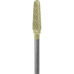 Made in USA - 7mm Cut Diam, 0.0925" Shank Diam, Cone Head Double Cut Burr - Carbide, 13mm LOC, 51mm OAL - USA Tool & Supply