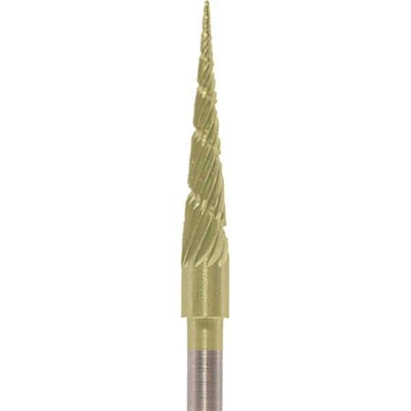 Made in USA - 1/8" Cut Diam, 0.0925" Shank Diam, Cone Head Chipbreaker Cut Burr - Carbide, 5/8" LOC, 1-1/2" OAL - USA Tool & Supply