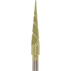 Made in USA - 1/8" Cut Diam, 0.0925" Shank Diam, Cone Head Chipbreaker Cut Burr - Carbide, 5/8" LOC, 1-1/2" OAL - USA Tool & Supply