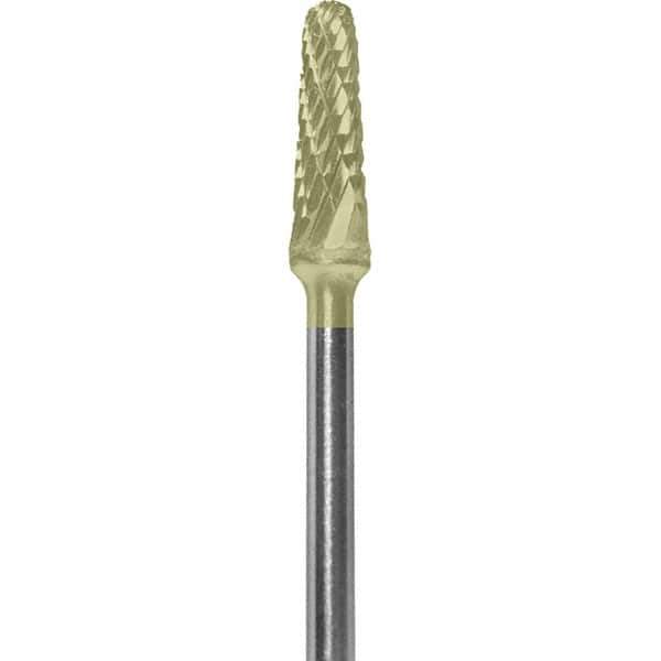 Made in USA - 7mm Cut Diam, 0.0925" Shank Diam, Cone Head Double Cut Burr - Carbide, 13mm LOC, 51mm OAL - USA Tool & Supply