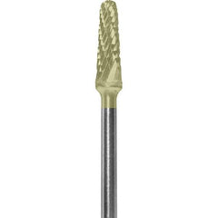 Made in USA - 7mm Cut Diam, 0.0925" Shank Diam, Cone Head Double Cut Burr - Carbide, 13mm LOC, 51mm OAL - USA Tool & Supply