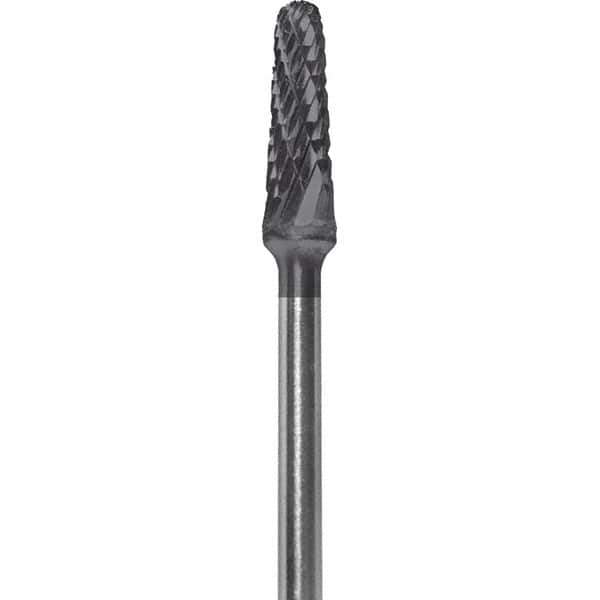 Made in USA - 7mm Cut Diam, 0.0925" Shank Diam, Cone Head Double Cut Burr - Carbide, 13mm LOC, 51mm OAL - USA Tool & Supply