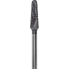 Made in USA - 7mm Cut Diam, 0.0925" Shank Diam, Cone Head Double Cut Burr - Carbide, 13mm LOC, 51mm OAL - USA Tool & Supply