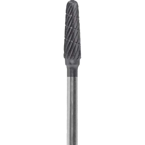 Made in USA - 7mm Cut Diam, 0.0925" Shank Diam, Cone Head Double Cut Burr - Carbide, 13mm LOC, 51mm OAL - USA Tool & Supply