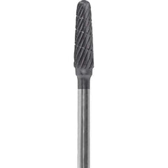 Made in USA - 7mm Cut Diam, 0.0925" Shank Diam, Cone Head Double Cut Burr - Carbide, 13mm LOC, 51mm OAL - USA Tool & Supply